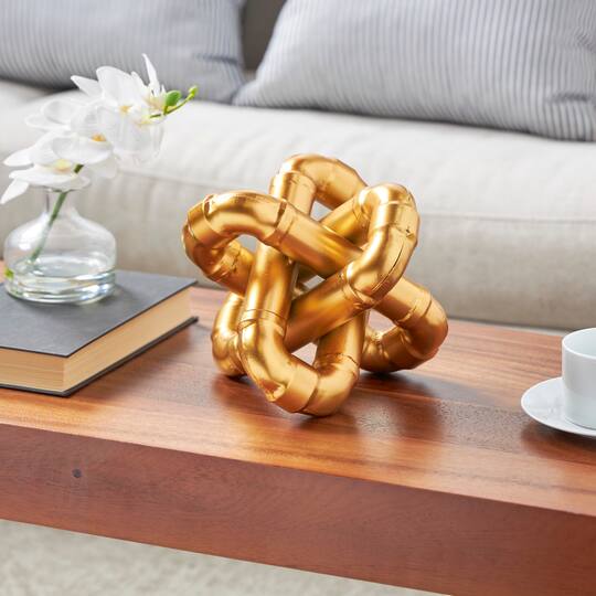 9" Gold Metal Chain Link Sculpture
